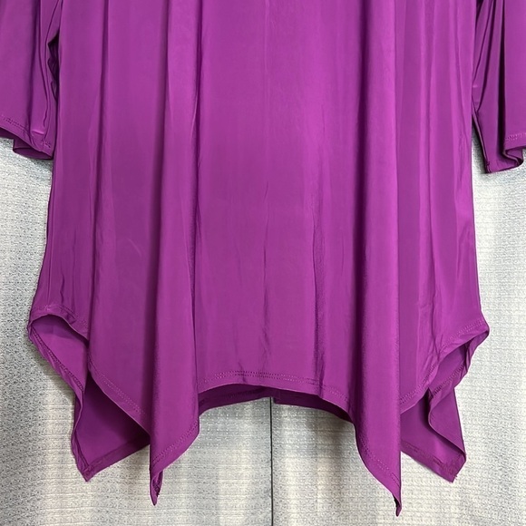 BLOSSOM BY P PURPLE 3/4 SLEEVED ASYMMETRICAL HANKY HEM BLOUSE SIZE 3XL - Picture 4 of 6